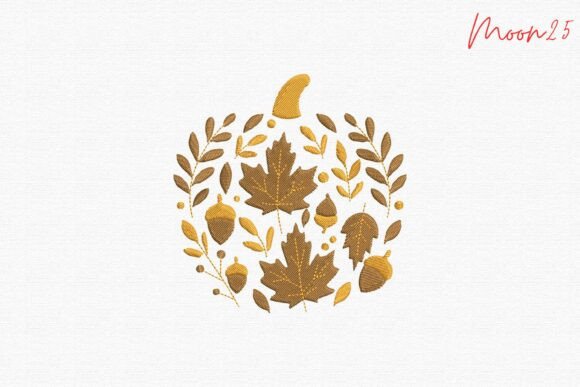 Autumn Leaves Moon Circle Embroidery
