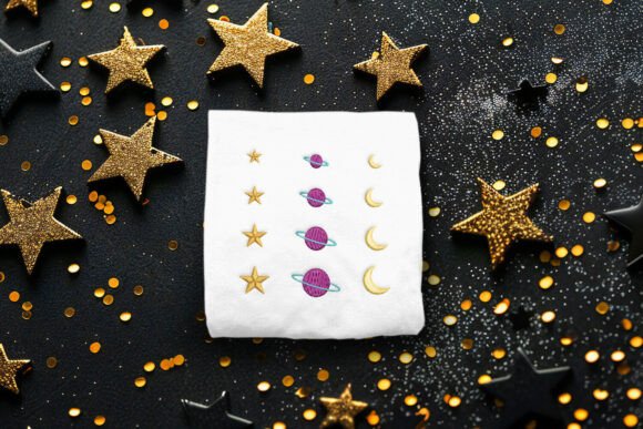 Celestial Moon Stars Micro Embroidery