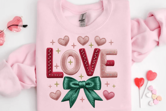Coquette LOVE Faux Embroidery PNG