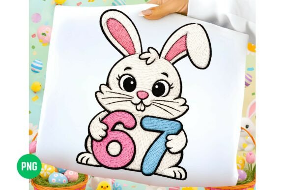 Cute Easter Bunny 6 7 Embroidery PNG