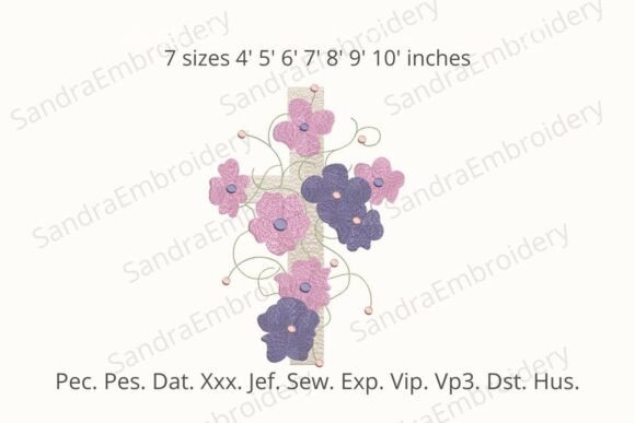 Flower Cross Embroidery Design