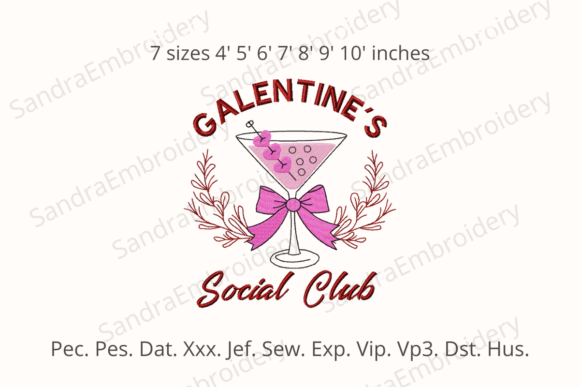 Galentines Social Club Embroidery Design
