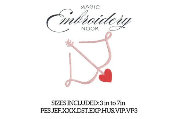Heart Arrow Digital Embroidery Design