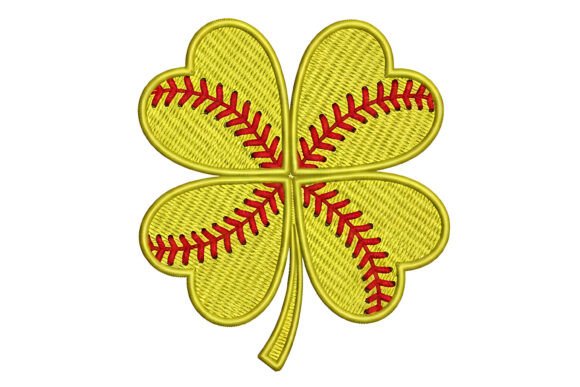 Lucky Softball Clover Embroidery Design
