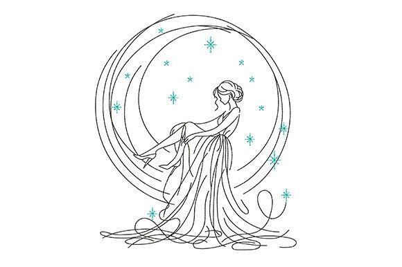 Moon Goddess Embroidery Design