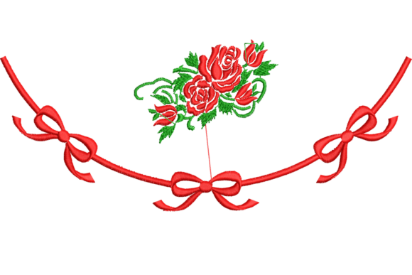 Roses and Ribbons Embroidery Design