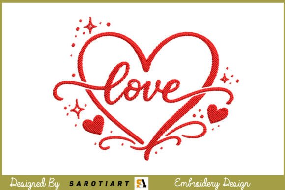 Valentine Embroidery Love T-shirt Design