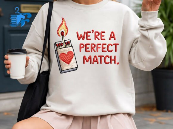 We’re a Perfect Match Embroidery Design
